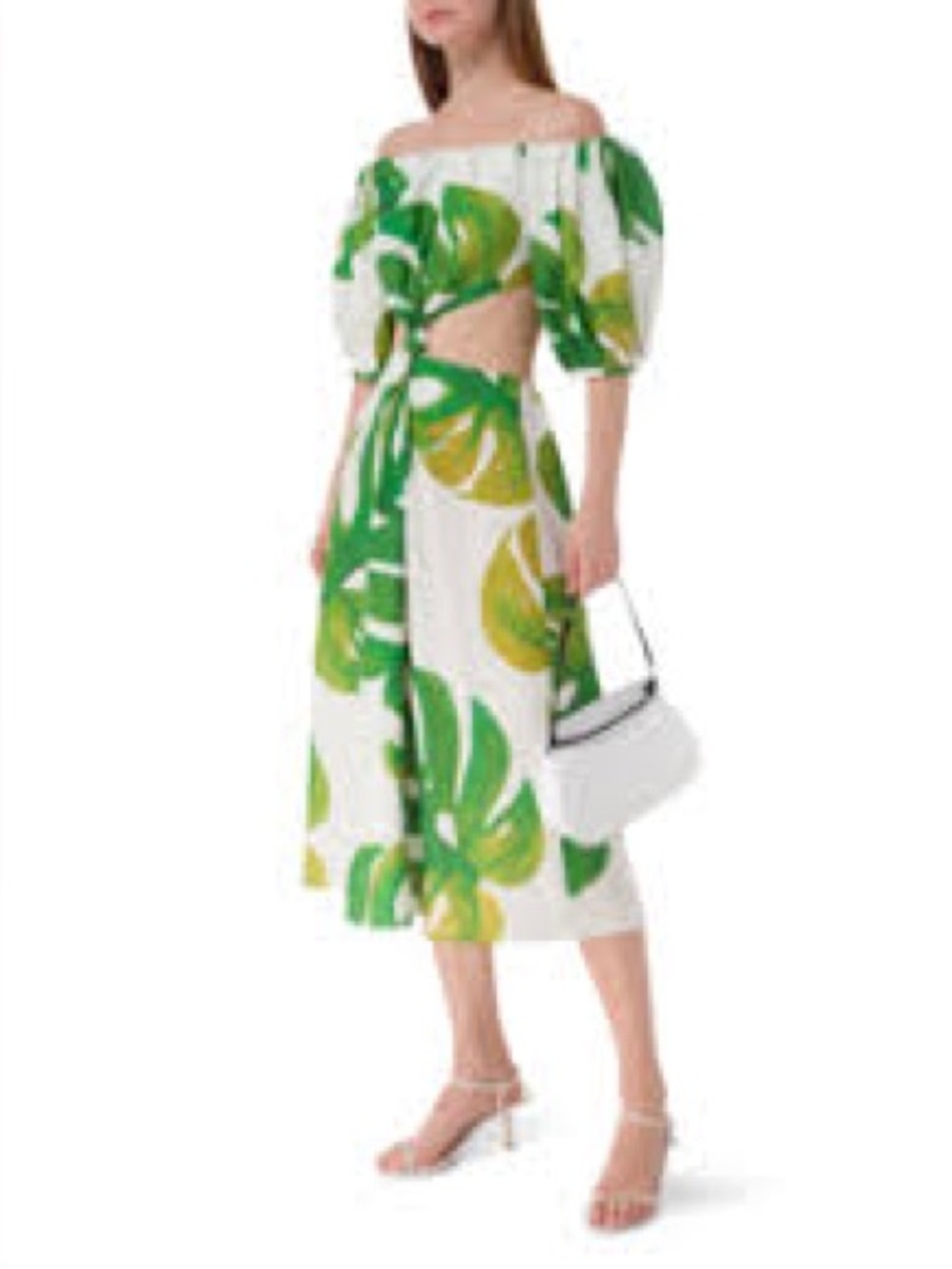 FARM RIO Midi Monstera Tropical Cutout Dress L - Picture 2 of 8